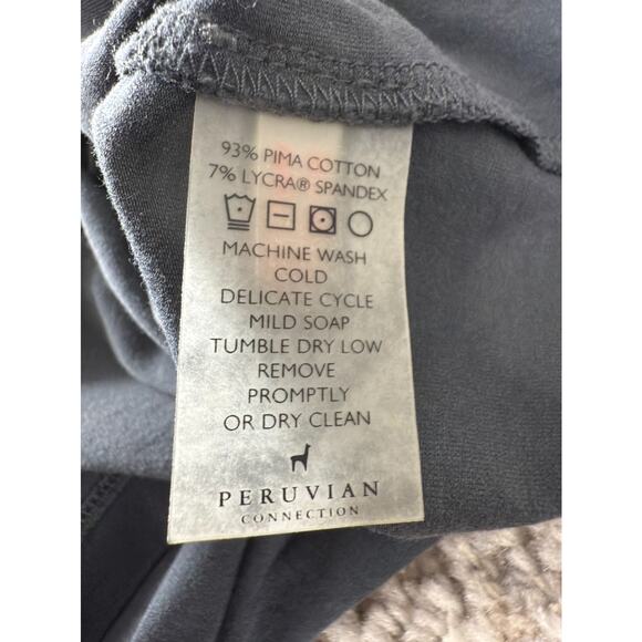 Peruvian Connection Sz M Pima Cotton Stretch Minimalist Tunic Top Gray Blue - Picture 6 of 7